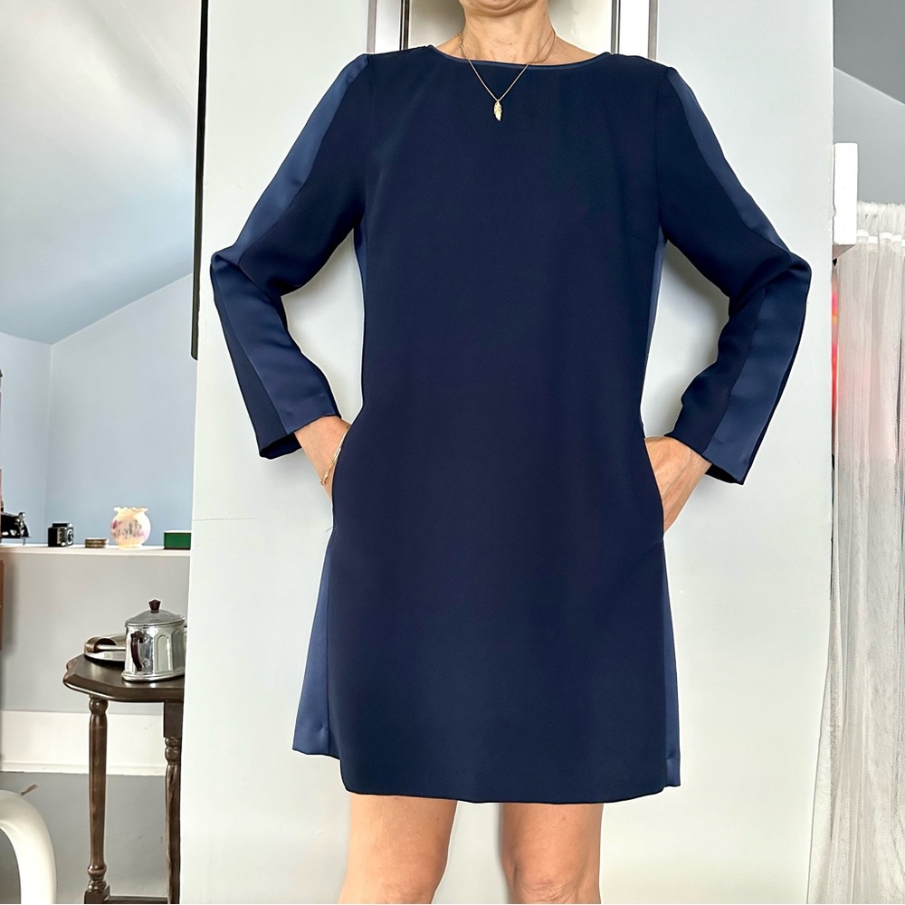 Zara Basic Blue Shift Dress Pockets Office Interview size S